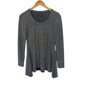 Metallic Long Tunic Top Small Fairy Grunge Whimsigoth Witchy Black Silver Indie